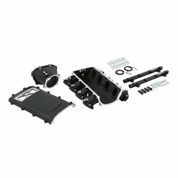 Holley EFI, Lo-Ram-Krümmer-Kit & Port Inject Kraftstoffleitungen-Gm Gen V Lt Front-Feed-Schwarz-300-719BK