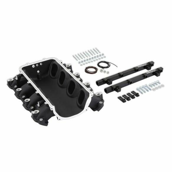 Holley EFI, Loram Krümmer Basis &Port Inject Fuelrail-Gm Gen V Lt-Front-Feed-Schwarz-300-713BK